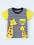 Children's Giraffe Embroidered Striped T-Shirt thumbnail 2