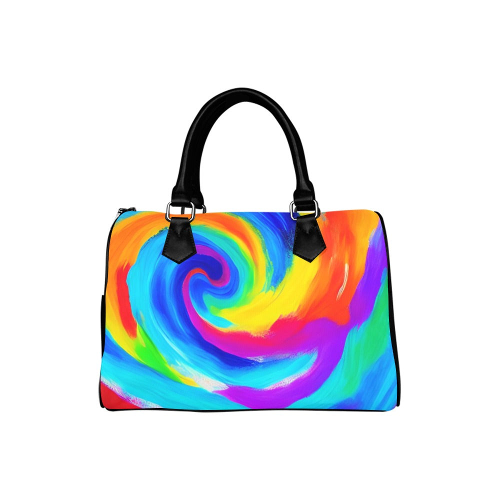 Abstract Art Barrel Type Handbag – Canvas & PU Leather Printed Handbag