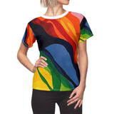 Women's Abstract Colorwave Tee — Vibrant All-Over Print Shirt thumbnail 1