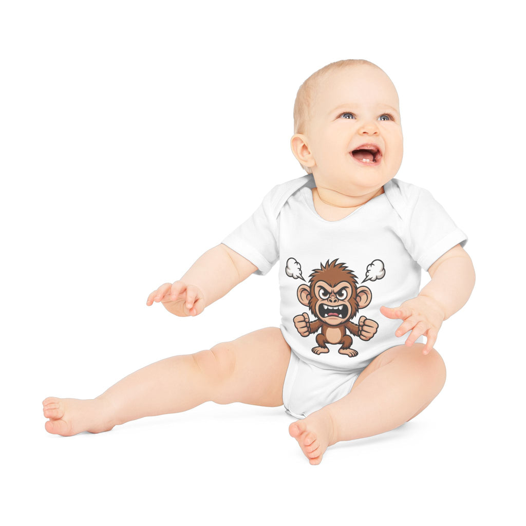 Angry Little Monkey Baby Bodysuit — Cute Cartoon Infant Onesie