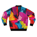 Colorful Abstract Paint Splash Bomber Jacket — Vibrant All-Over Print Men's Outerwear thumbnail 2