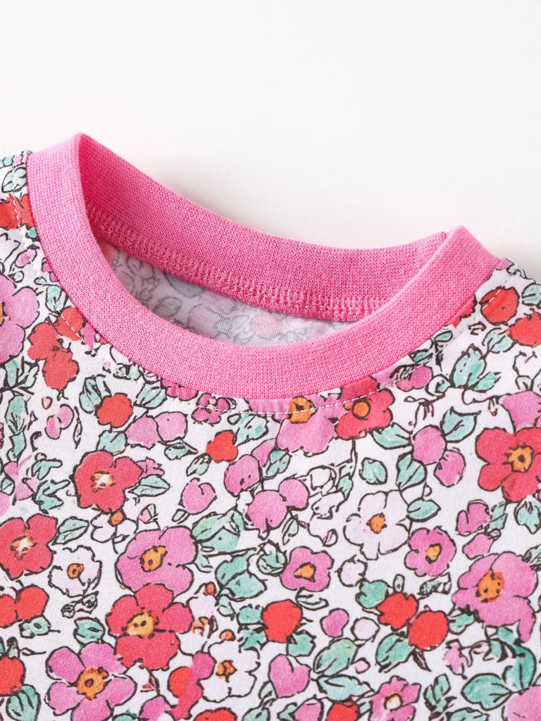 Children's Floral Print Short Sleeve A-Line Dress