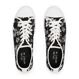 Low Top Sneakers — Black & White Floral Canvas Women's Casual Shoes thumbnail 6