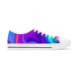 Women's Low Top Sneakers — Iridescent Purple Blue Swirl Casual Canvas Shoes thumbnail 4