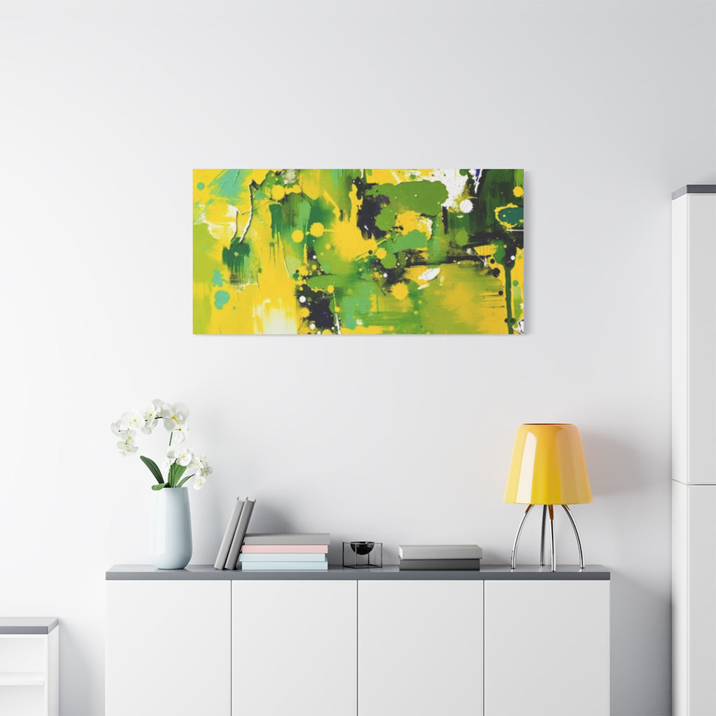 Abstract Green & Yellow Matte Canvas Print – Vibrant Modern Wall Art