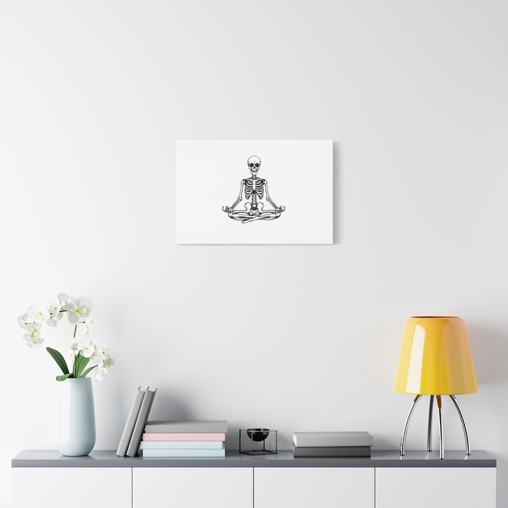 Yoga Skeleton Canvas Print — Meditating Skeleton Wall Art, Minimalist Gothic Home Decor