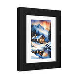 Winter Cabin Poster – Framed Scenic Mountain Print (Cozy Snowy Lodge Wall Art) thumbnail 2