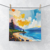 Beach Sunset Face Towel — Coastal Scenery Printed Hand Towel thumbnail 1