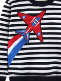 Children's Striped Airplane Applique Crewneck Sweatshirt thumbnail 3