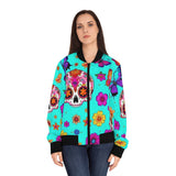 Day of the Dead Floral Bomber Jacket — Sugar Skull & Butterflies thumbnail 3