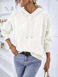 Texture Drawstring Long Sleeve Hooded Sweater thumbnail 13