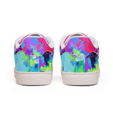 Abstract Neon Splash Leather Sneakers — Men's Low-Top Street Shoes thumbnail 6