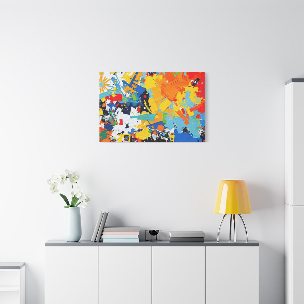 Abstract Splash Colorful Matte Canvas Wall Art – Vibrant Modern Stretched Print