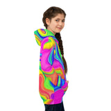 Kids Psychedelic Swirl Hoodie – Bright Rainbow All-Over Print thumbnail 6