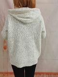 Zip Up Drawstring Long Sleeve Hooded Sweater thumbnail 2
