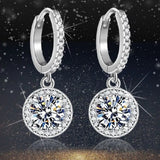1 Carat 925 Sterling Silver Moissanite Hoop Drop Earrings thumbnail 2