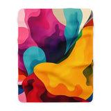 Abstract Rainbow Sherpa Blanket — Cozy Colorful Fleece Throw thumbnail 3