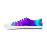 Women's Low Top Sneakers — Iridescent Purple Blue Swirl Casual Canvas Shoes thumbnail 5