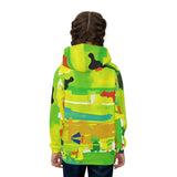 Kids Abstract Green Hoodie — Bright All-Over Print Sweatshirt thumbnail 5