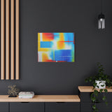Abstract Color Field Matte Canvas Print — Vibrant Blue, Yellow & Red Stretched Wall Art thumbnail 64