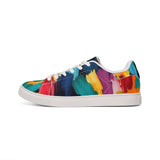 Men's Low-Top Sneakers — Colorful Abstract Brushstroke Leather Shoes thumbnail 3