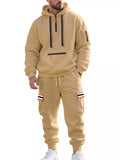 Men's Full Size Casual Half-Zip Hoodie and Cargo Pants Set Plus Size thumbnail 2