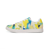Abstract Watercolor Low-Top Leather Sneakers — Yellow Blue Splash thumbnail 3