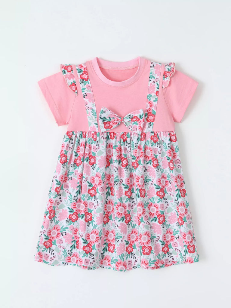 Children's Floral Print Bow Detail Dress