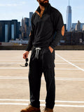 Men's Full Size Casual Button Detail Top and Pants Set Plus Size thumbnail 3