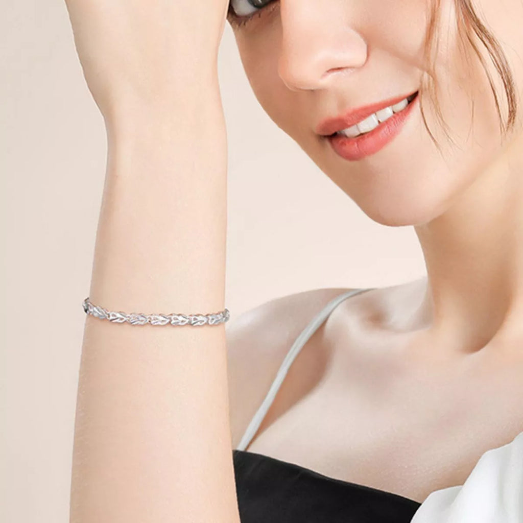 925 Sterling Silver Heart Link Bracelet