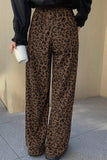 Leopard Print Elastic High Waist Loose Corduroy Pants thumbnail 5