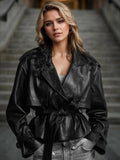 Leather Belted Trench Jacket thumbnail 1