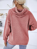 Texture Drawstring Long Sleeve Hooded Sweater thumbnail 6