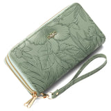Embossed Floral Pattern Double Zipper Wallet thumbnail 2