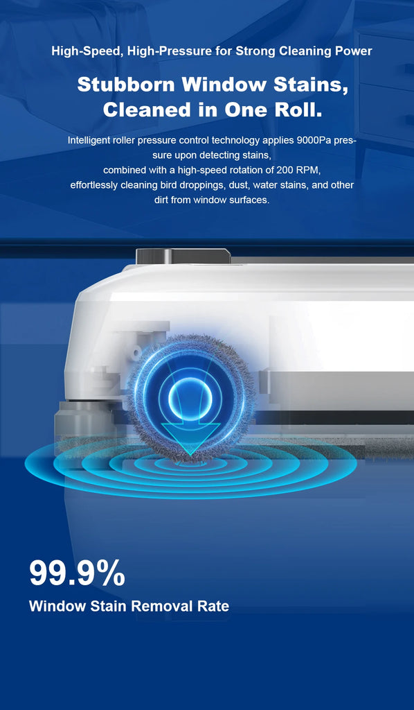 Liectroux S9 Window Cleaning Robot – 2 Roller Brushes, 6-Way Water Spray, 9KPa Suction, Frameless & App Control
