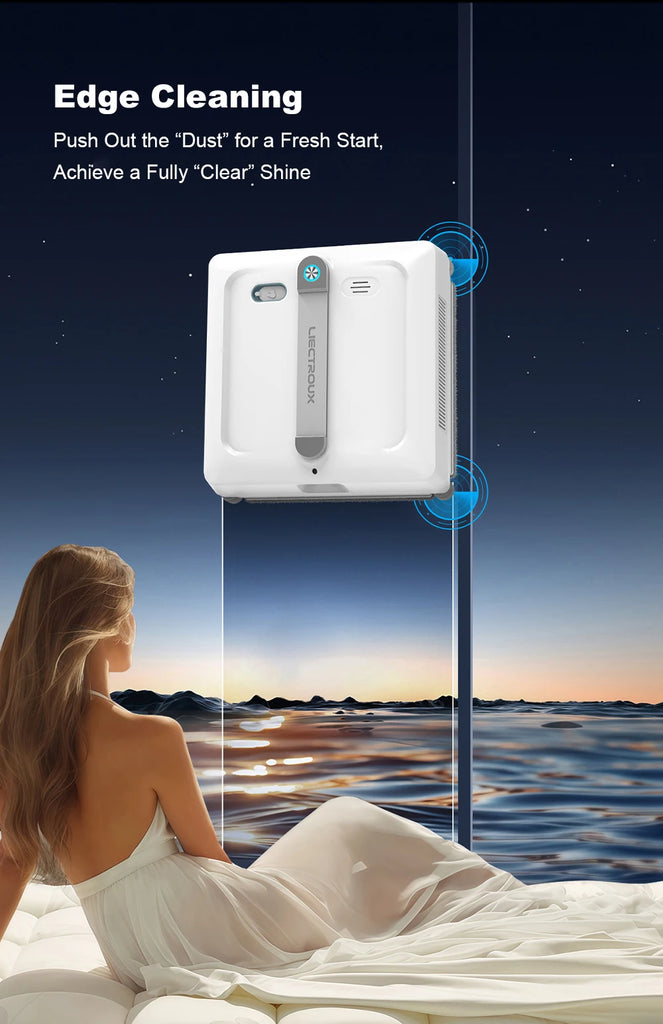 Liectroux S9 Window Cleaning Robot – 2 Roller Brushes, 6-Way Water Spray, 9KPa Suction, Frameless & App Control