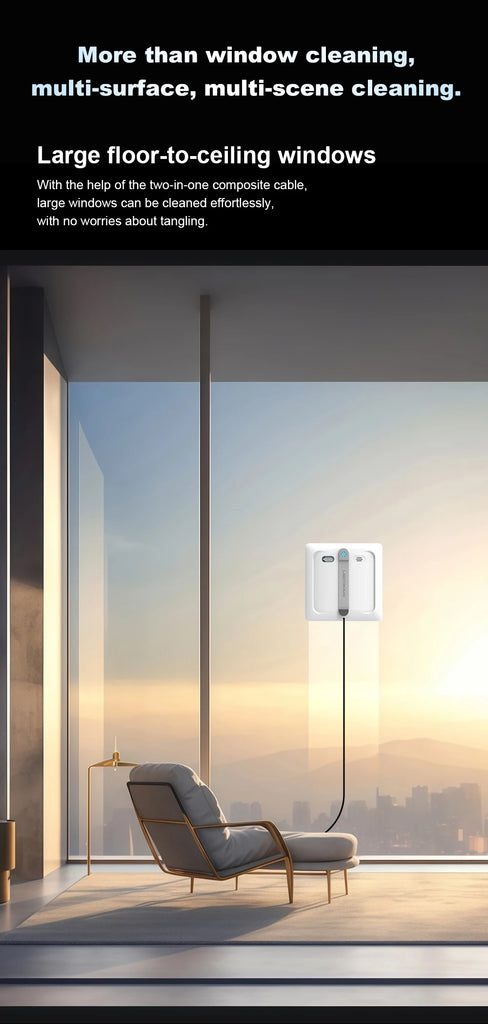 Liectroux S9 Window Cleaning Robot – 2 Roller Brushes, 6-Way Water Spray, 9KPa Suction, Frameless & App Control