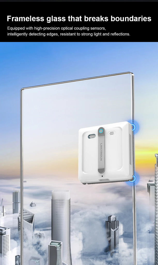 Liectroux S9 Window Cleaning Robot – 2 Roller Brushes, 6-Way Water Spray, 9KPa Suction, Frameless & App Control