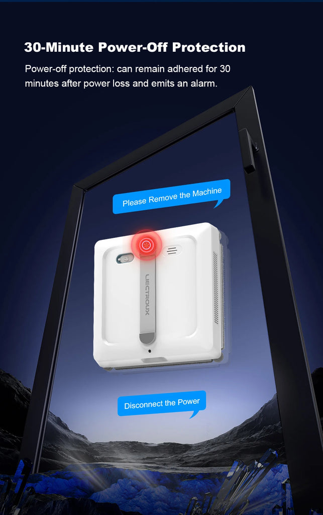 Liectroux S9 Window Cleaning Robot – 2 Roller Brushes, 6-Way Water Spray, 9KPa Suction, Frameless & App Control