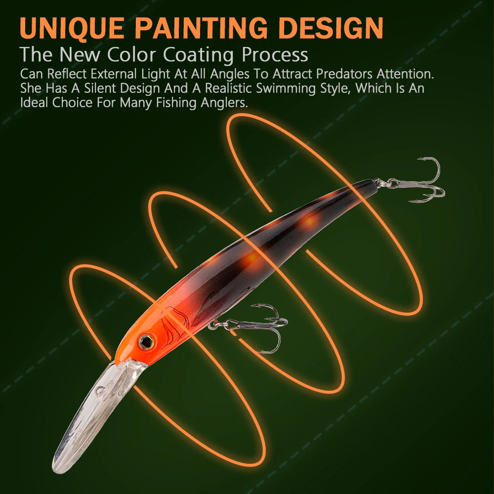 GOBASS 160mm Floating Minnow Fishing Lure – 22g Laser Crankbait for Freshwater & Saltwater | Trolling Wobbler Hard Bait