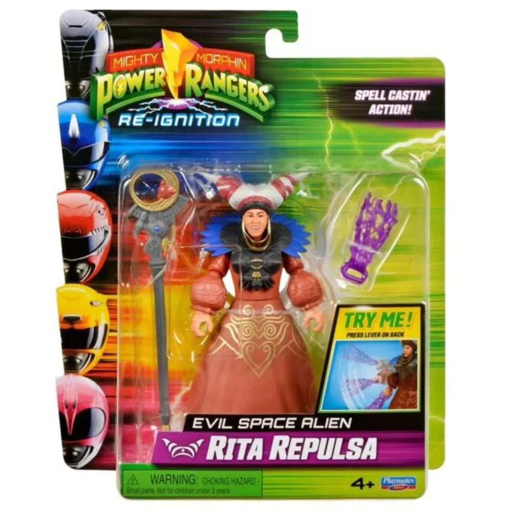 Mighty Morphin Power Rangers Re-Ignition Auto-Morphin Action Figures – Black Ranger, Red Ranger, Goldar, Rita Repulsa & Putty Patroller