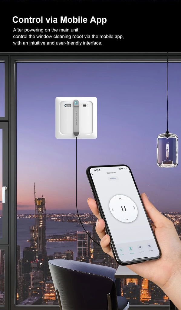 Liectroux S9 Window Cleaning Robot – 2 Roller Brushes, 6-Way Water Spray, 9KPa Suction, Frameless & App Control