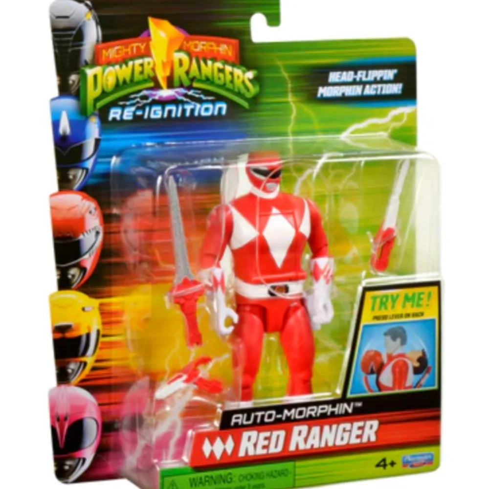 Mighty Morphin Power Rangers Re-Ignition Auto-Morphin Action Figures – Black Ranger, Red Ranger, Goldar, Rita Repulsa & Putty Patroller