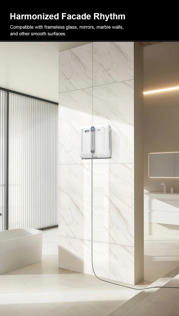 Liectroux S9 Window Cleaning Robot – 2 Roller Brushes, 6-Way Water Spray, 9KPa Suction, Frameless & App Control