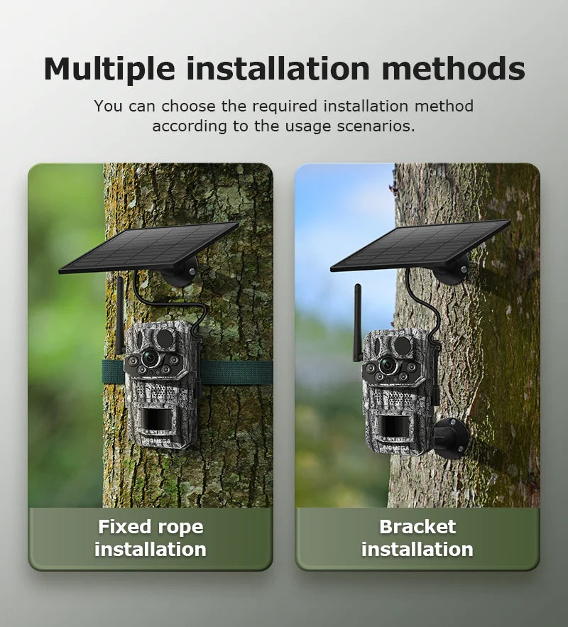 INQMEGA4G 2K 5MP PIR Motion Sensor Hunting Trail Camera with Night Vision & Solar Battery – IP66 Waterproof