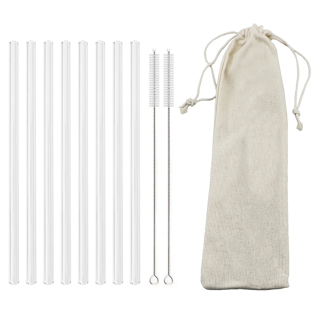 High Borosilicate Glass Straw Set – Reusable Eco-Friendly Drinking Straws with Cleaning Brush