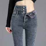 Thermal Fleece-Lined High-Waist Skinny Jeans for Women – Warm Stretch Winter Pencil Pants thumbnail 47