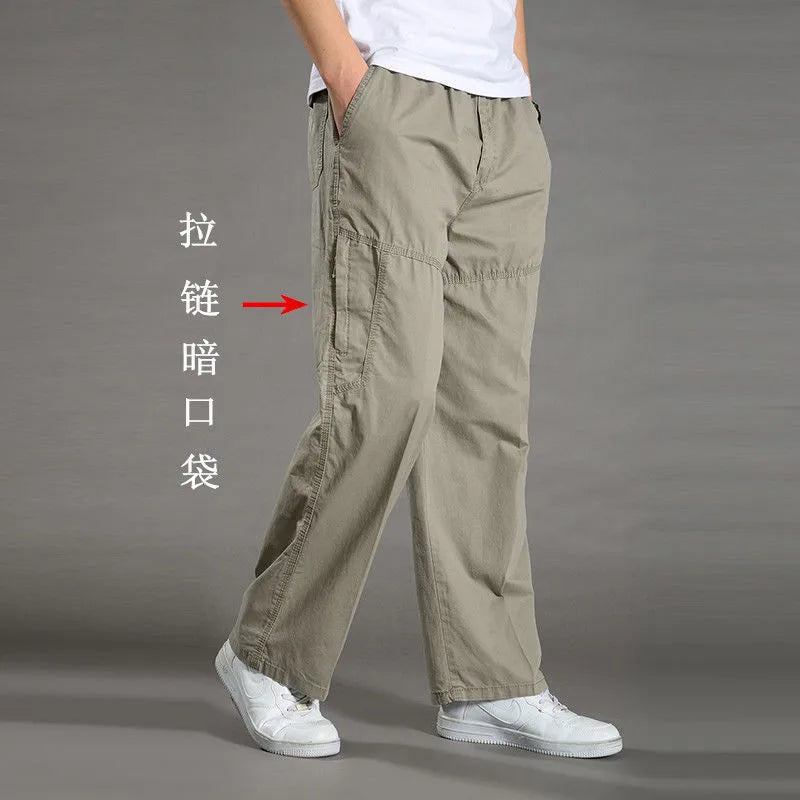 Men’s Cotton Cargo Pants – Loose Fit Work & Casual Joggers up to 6XL