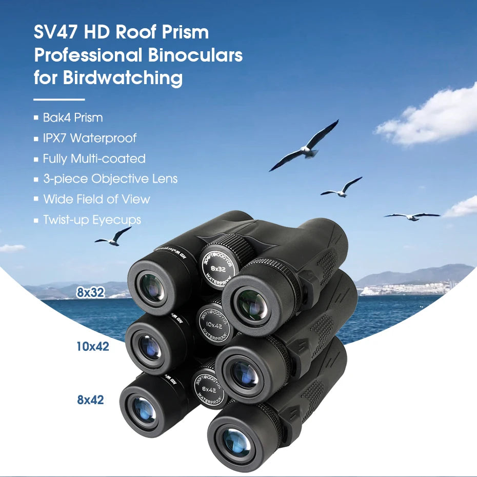 SVBONY SV47 Professional Bird Watching Binoculars – 8x32 / 8x42 / 10x42 Powerful HD Telescope | IPX7 Waterproof Camping & Survival Gear