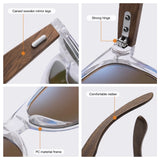 GM Transparent Color Frame Polarized Sunglasses – Handmade Wood Style UV400 Outdoor Shades with Box thumbnail 3